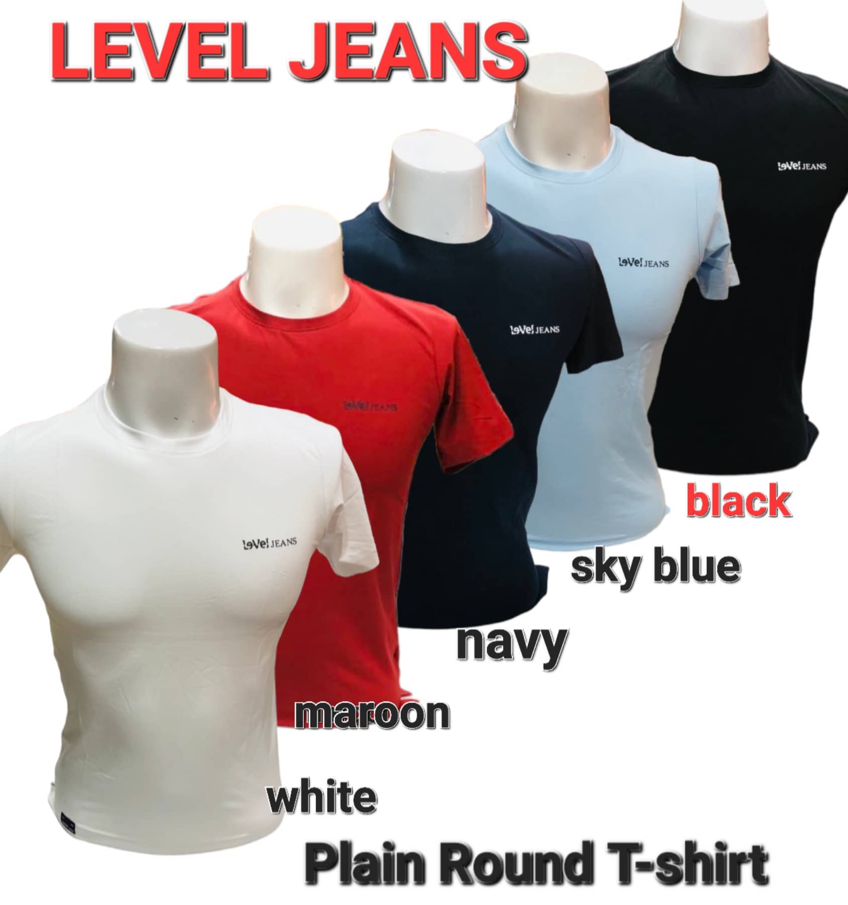 Plain Round Neck T-Shirt | Level Jeans